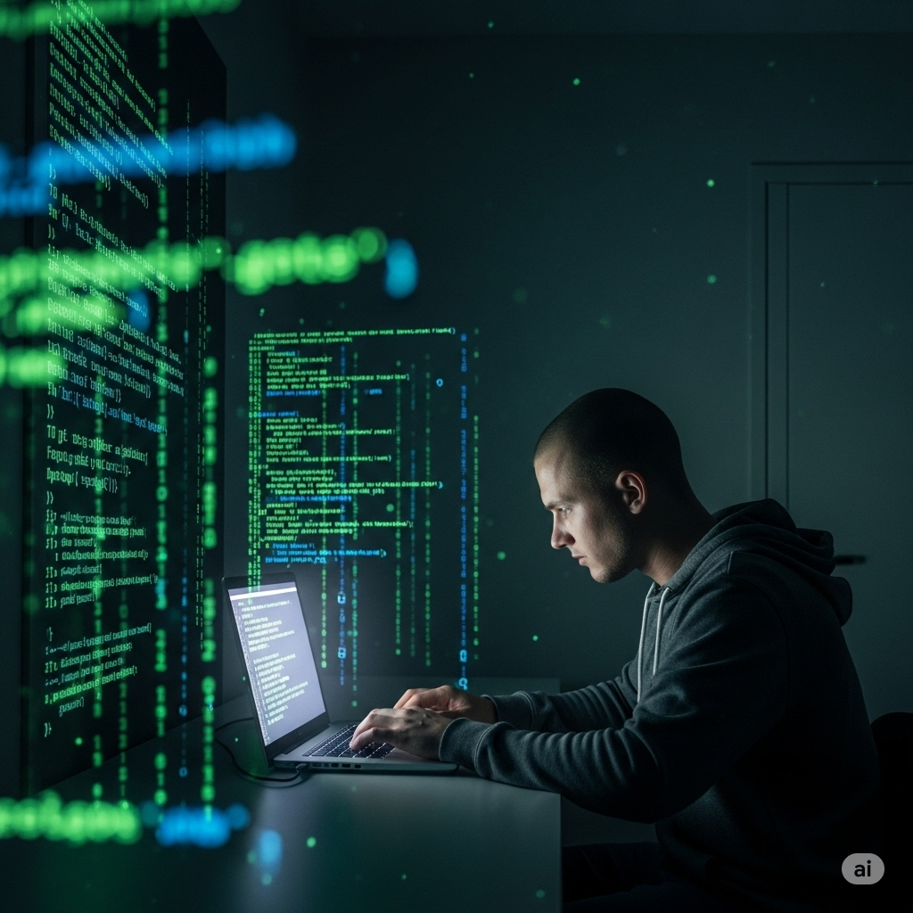 Cybersecurity expert analyzing code